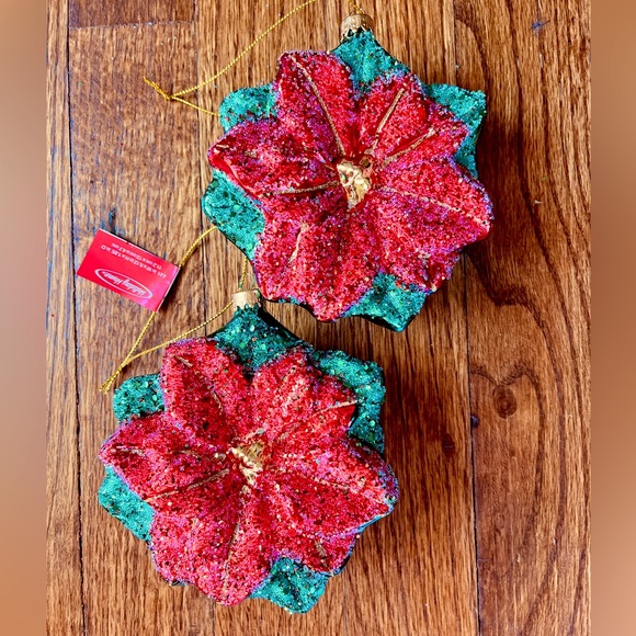 Poinsettia Vintage Style Ornament Holiday Home Classic Christmas Shiny Brite - Picture 2 of 6